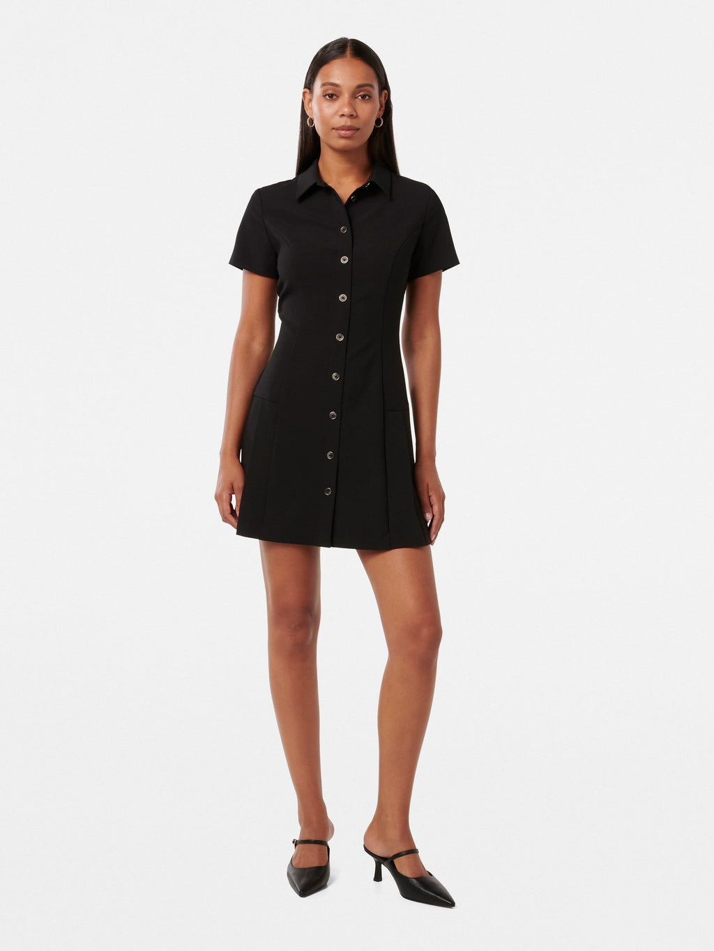  Winnie Pleated Button Down Mini Dress