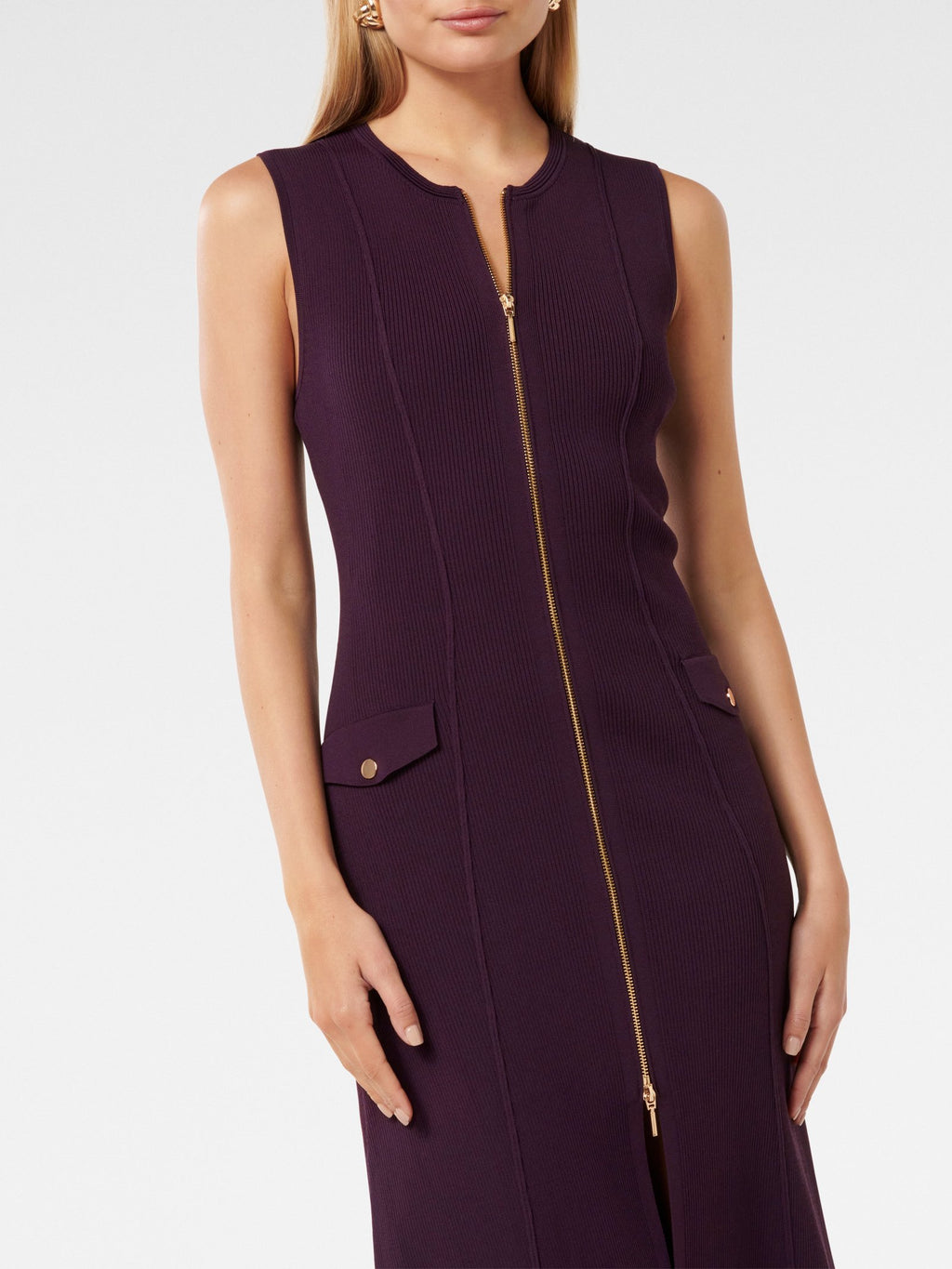 Maddie Zip Detail Midi Dress