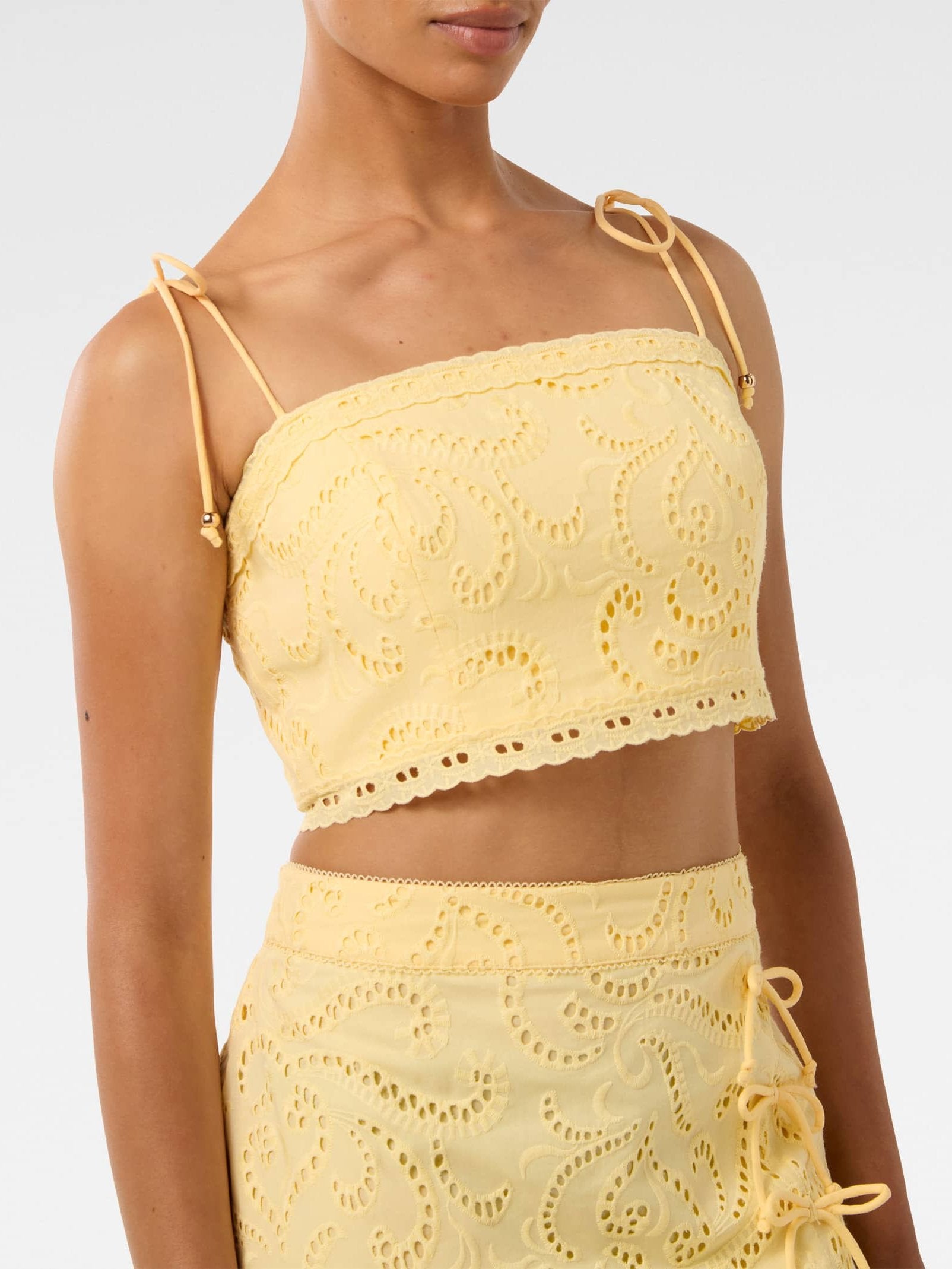 Emelia Petite Broderie Crop Top