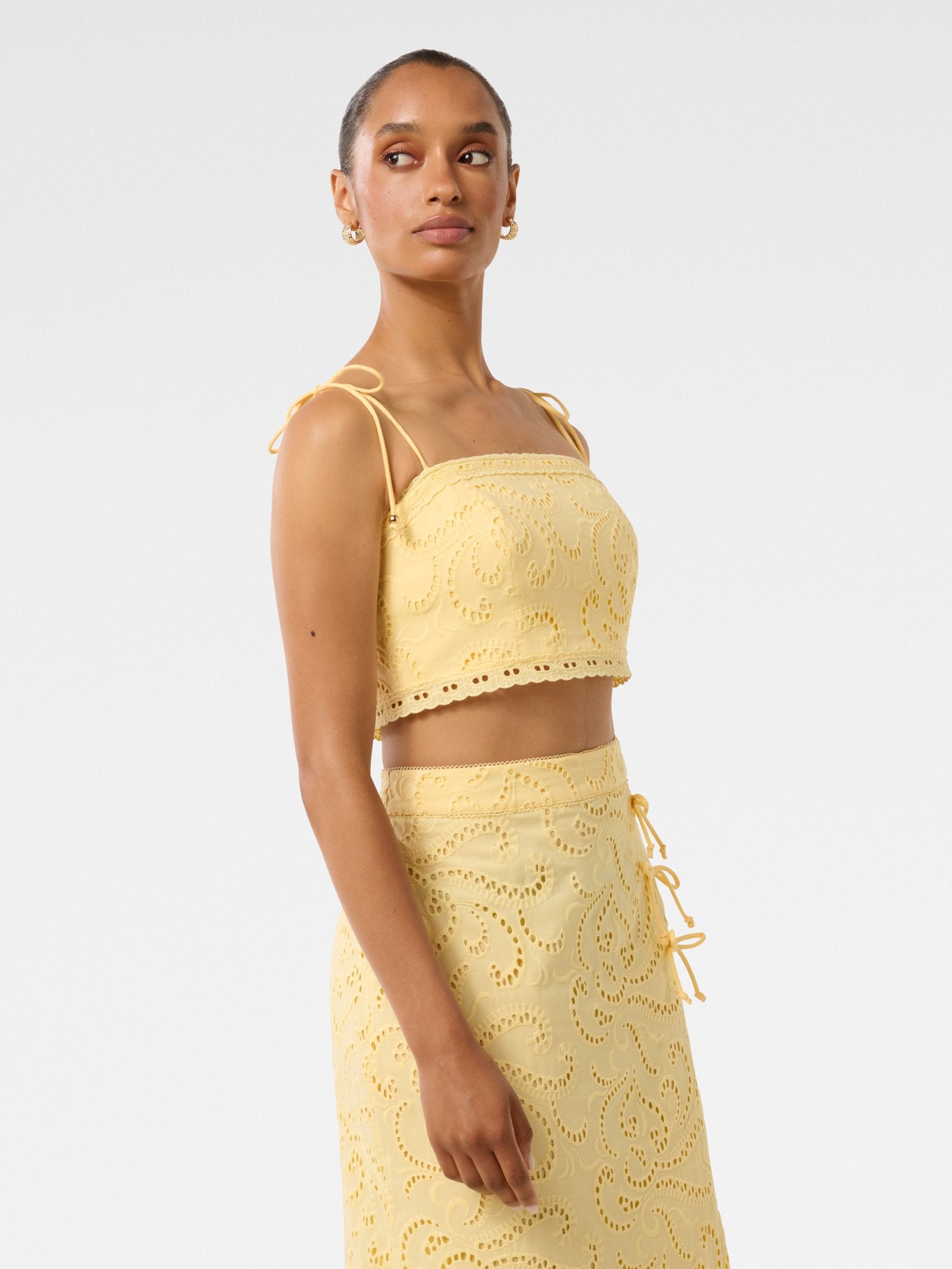 Emelia Petite Broderie Crop Top