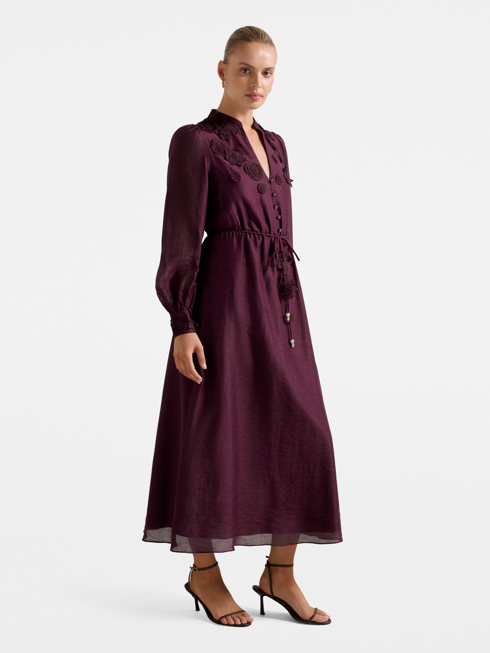 Yasmin Floral Applique Midi Dress