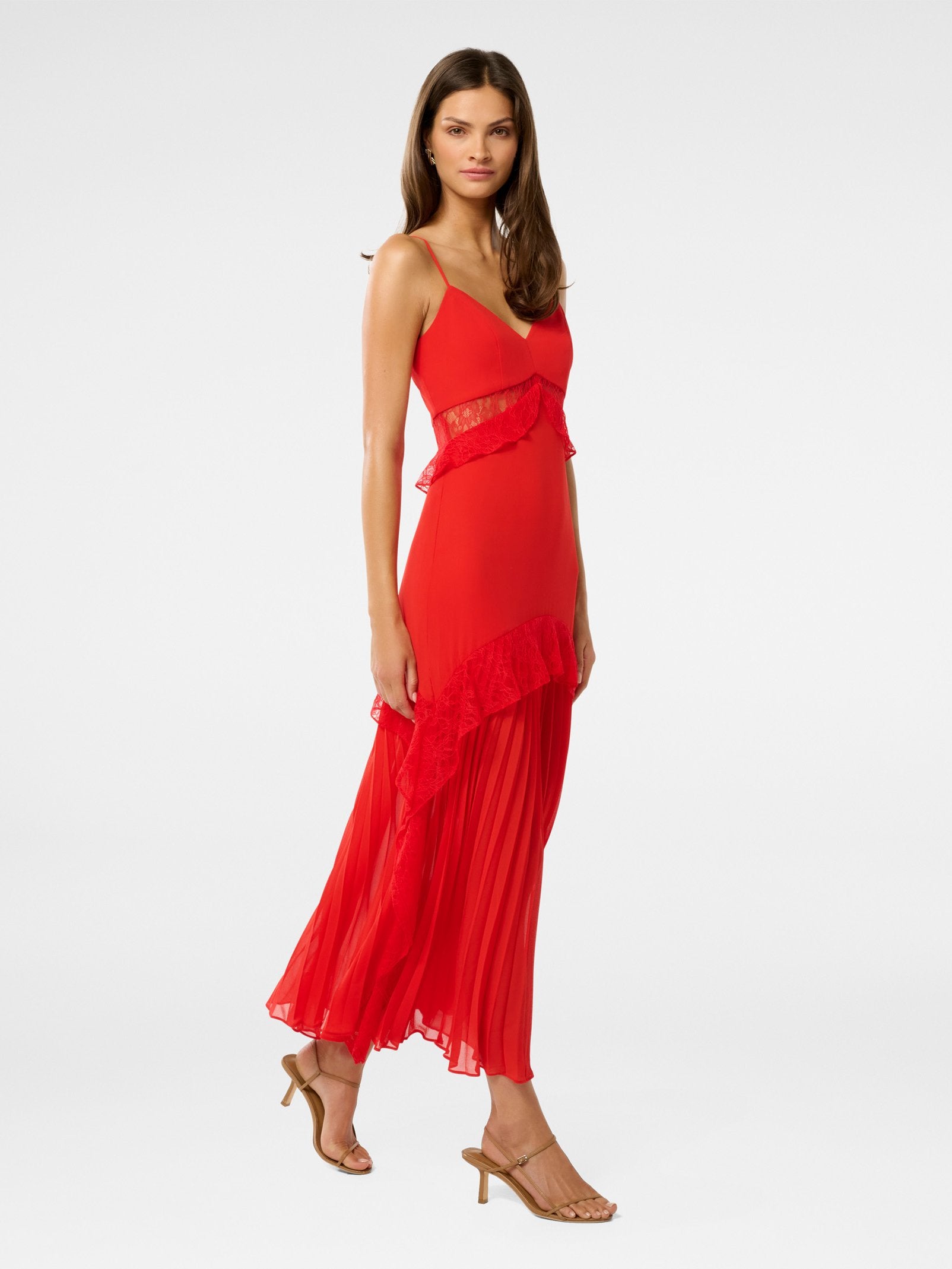  Lara Pleated Ruffle Maxi Dress