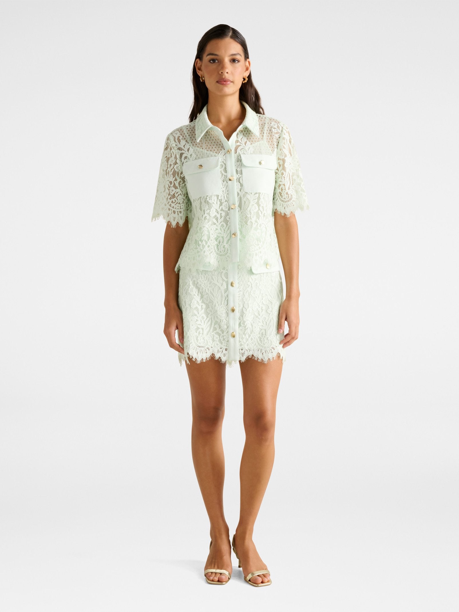  Lola Button Lace Mini Skirt