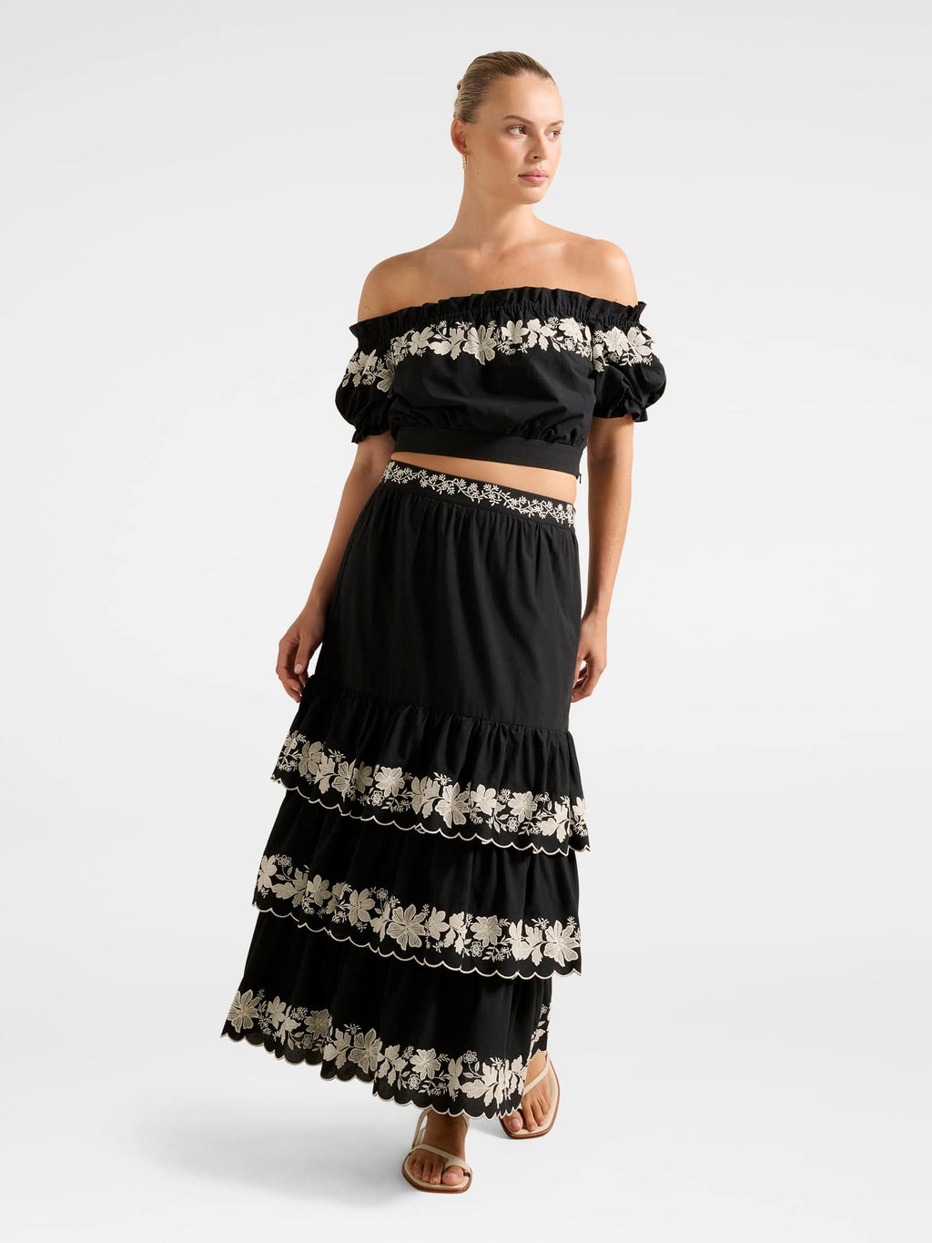  Blaire Embroidery Maxi Skirt