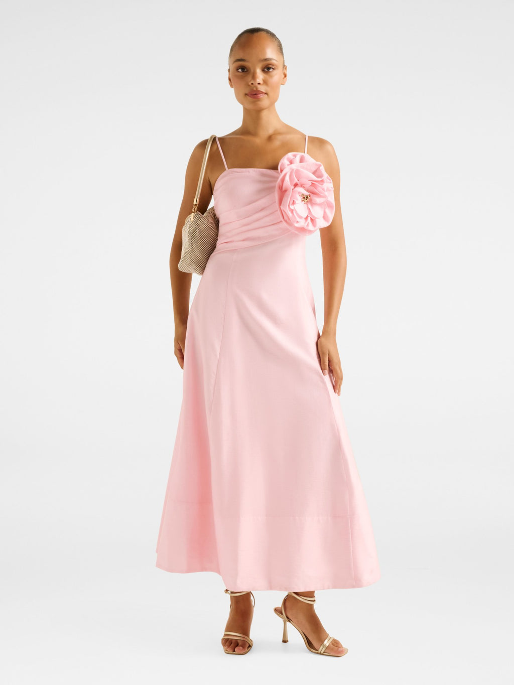  Felicia Structured Flower Midi Dress
