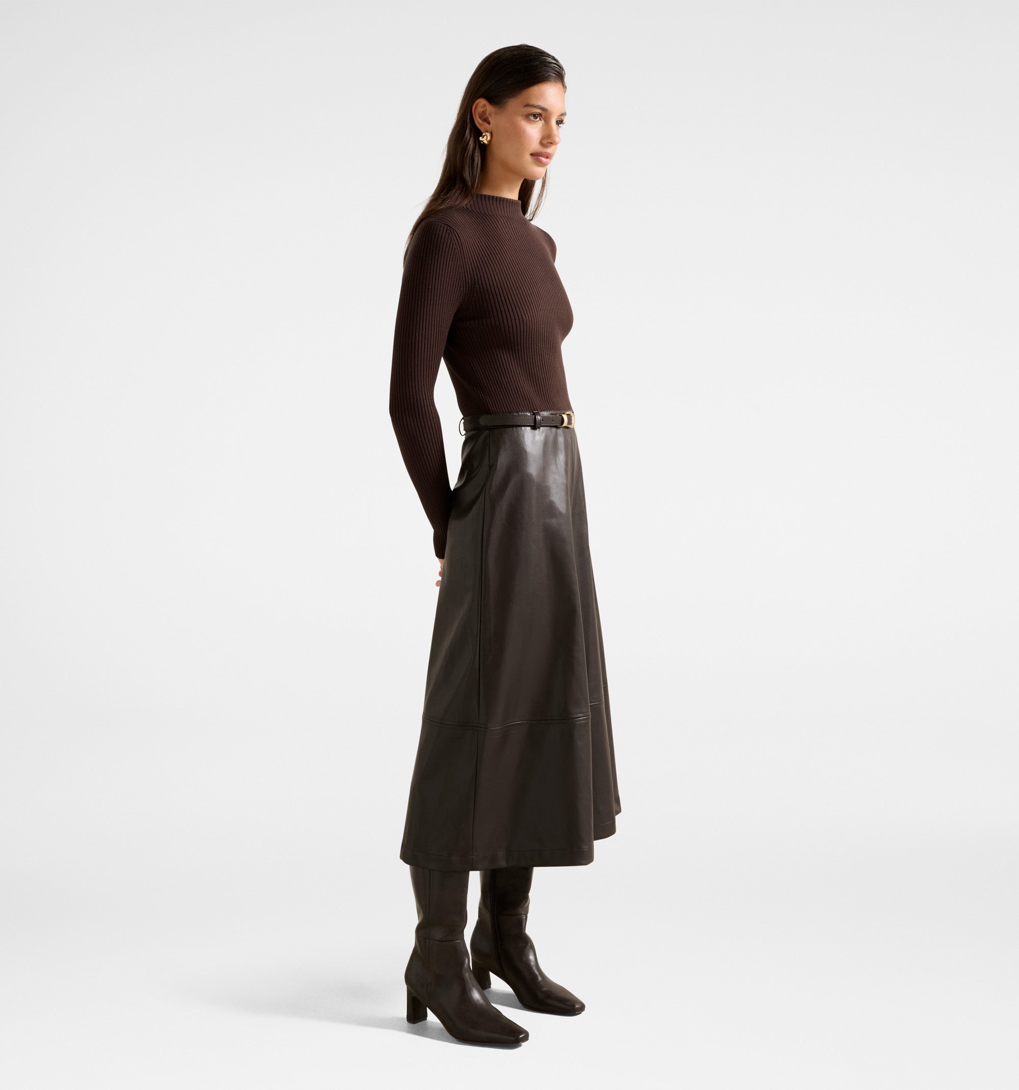 Brooklyn PU A Line Midi Dress