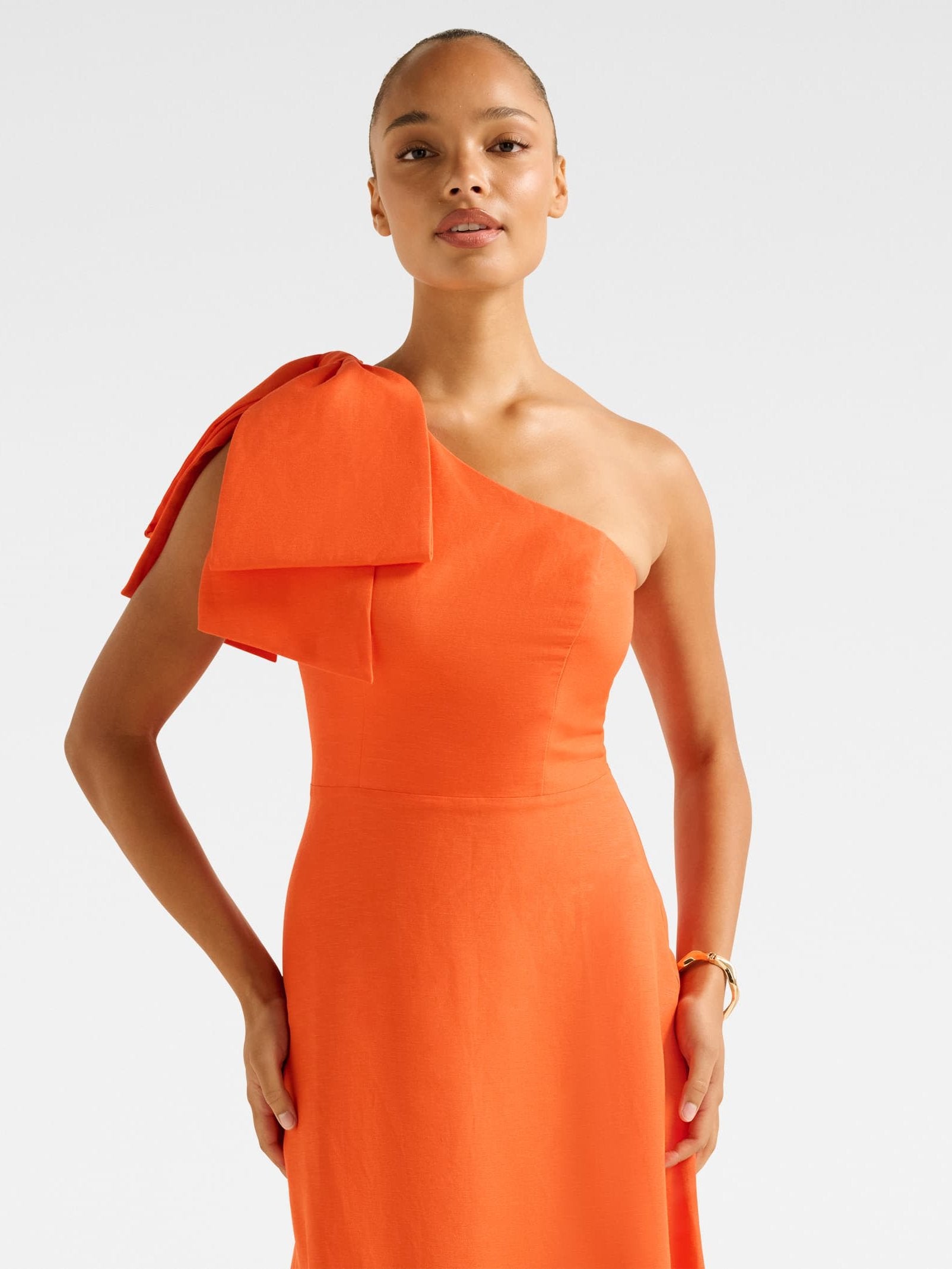  Danni Asym Bow Midi Dress