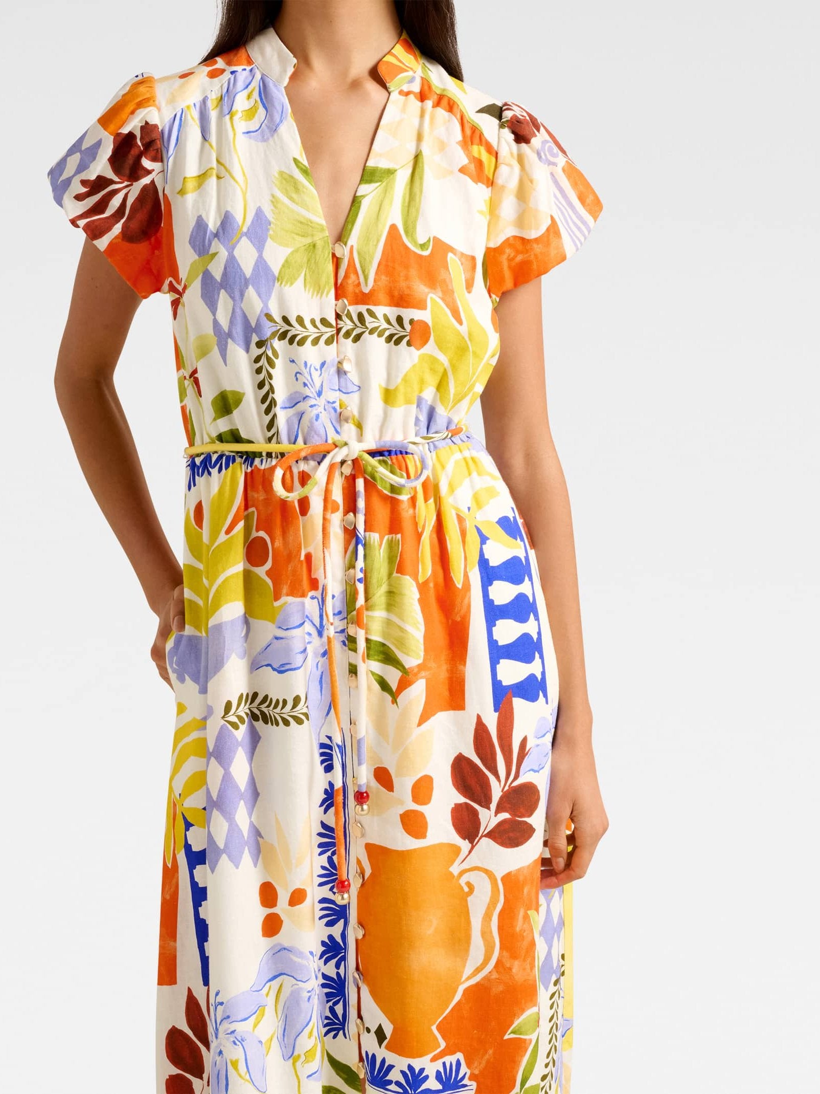  Posie Puff Sleeve Midi Dress