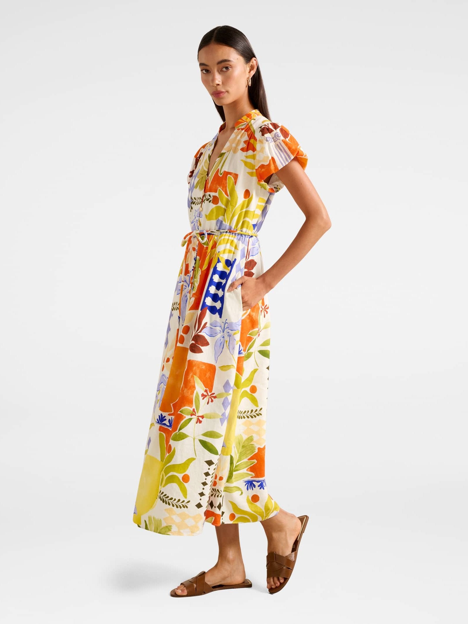  Posie Puff Sleeve Midi Dress