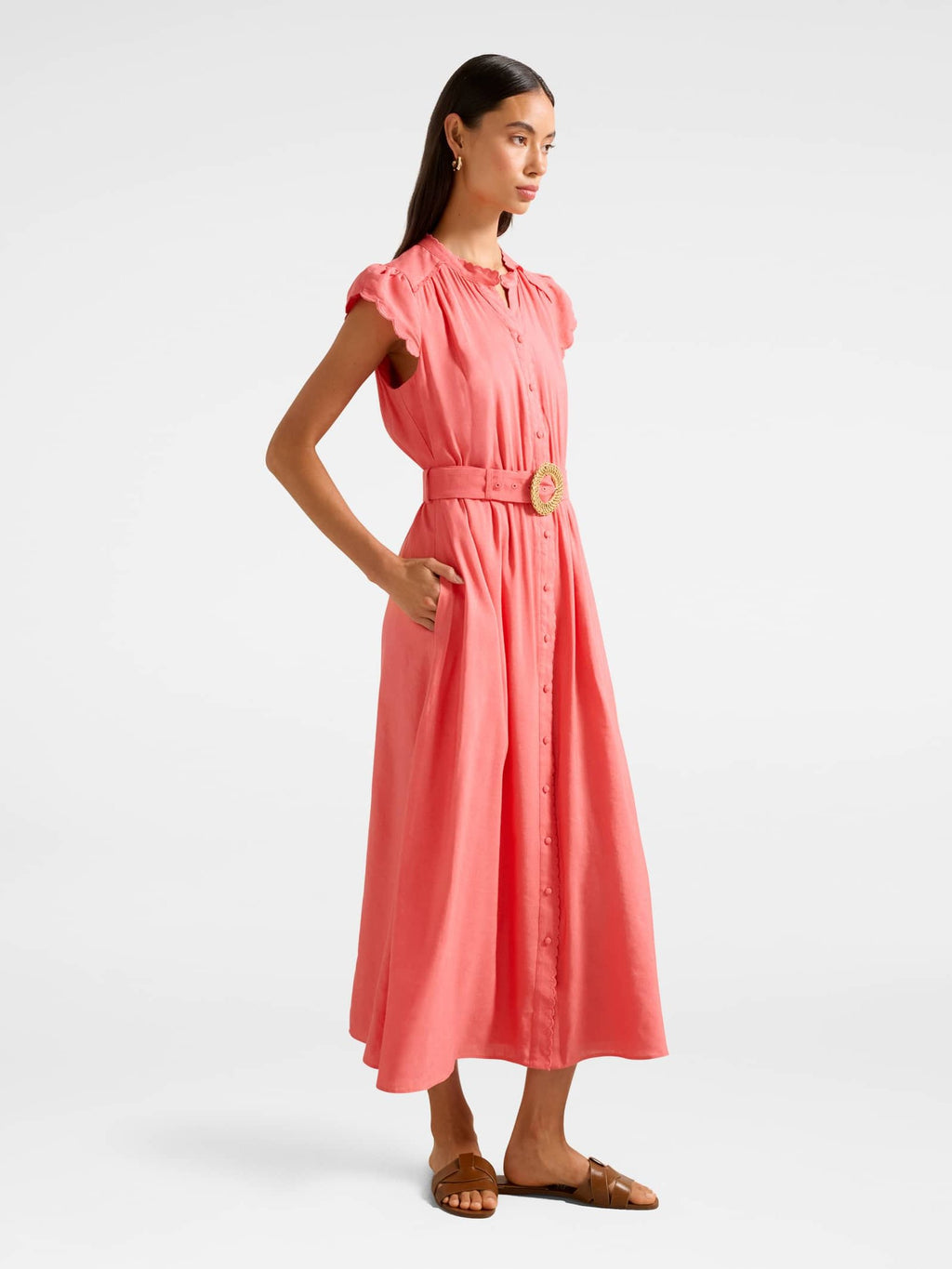  Serafina Scallop Edge Midi Dress