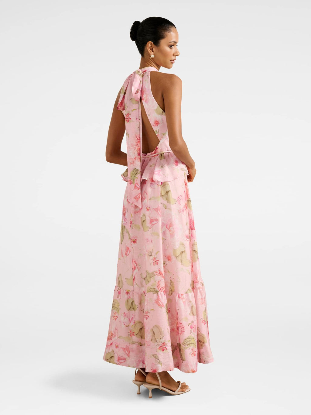  Serena Petite Halter Peplum Midi Dress