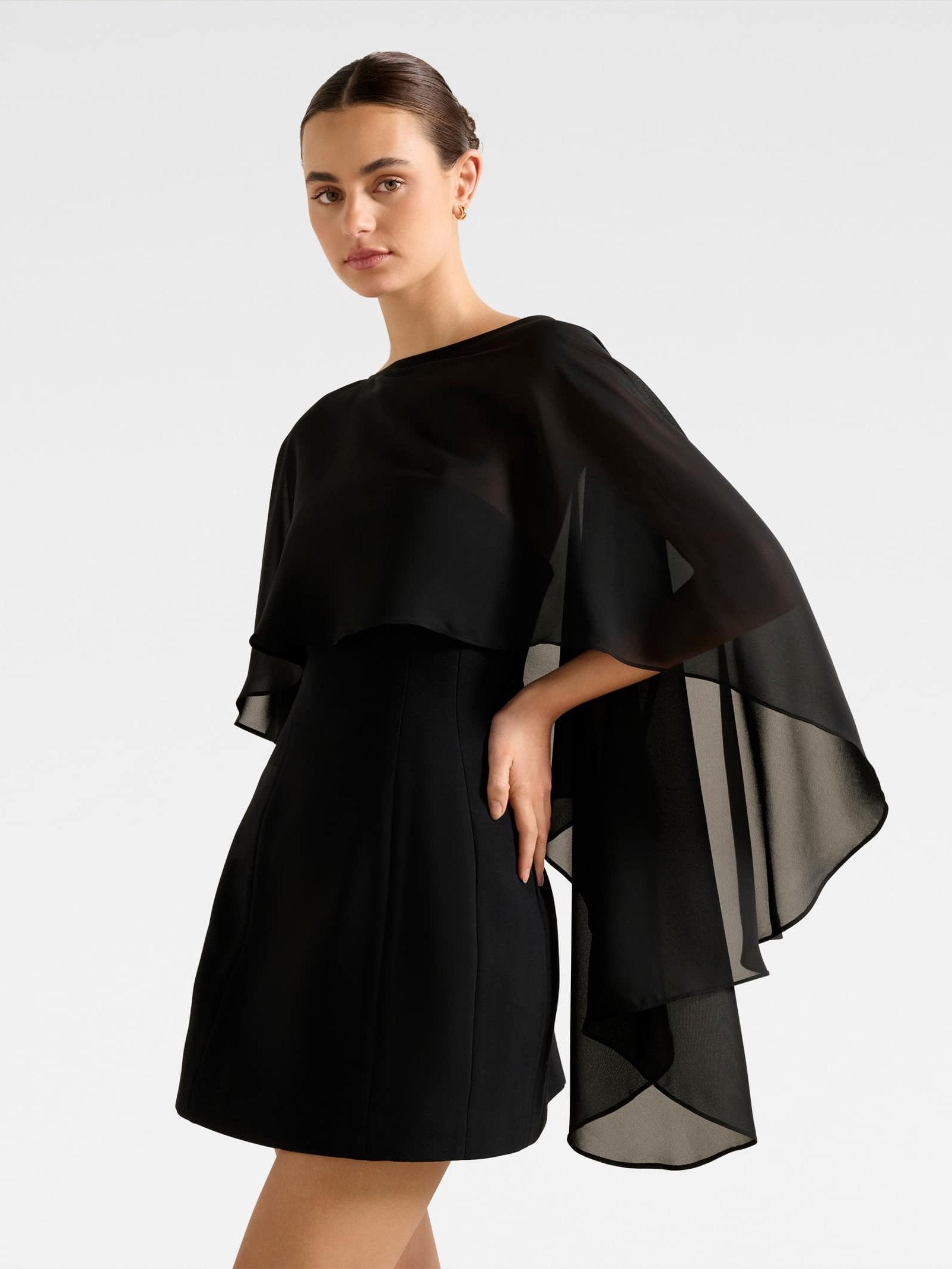  Aria Asymmetrical Chiffon Cape