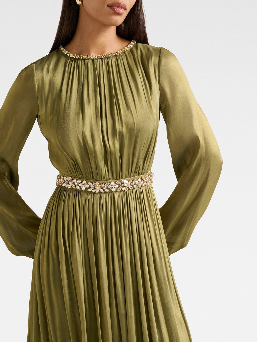 Elvia Metallic Belted Maxi Dress