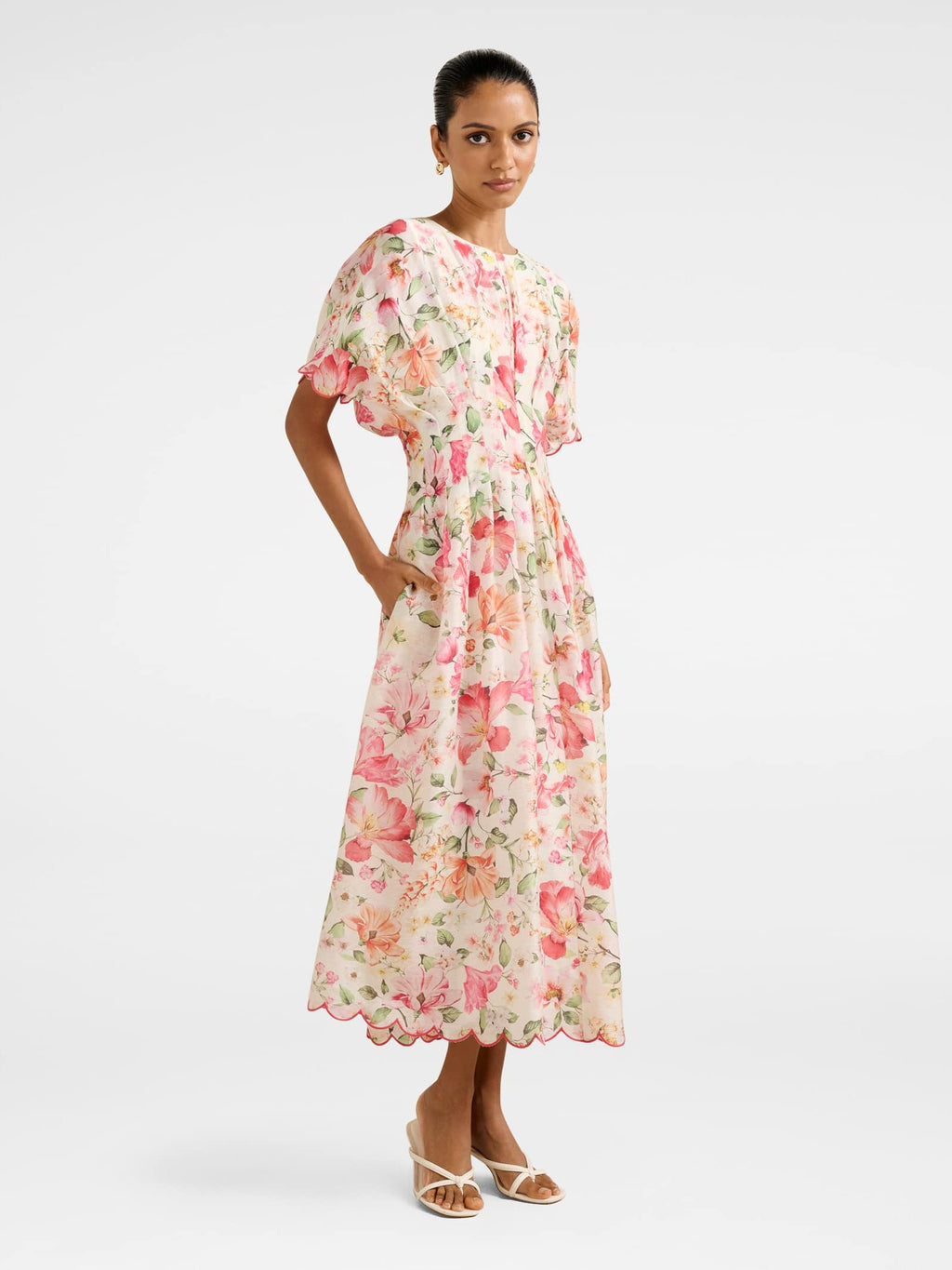  Eve Petite Scallop Trim Midi Dress