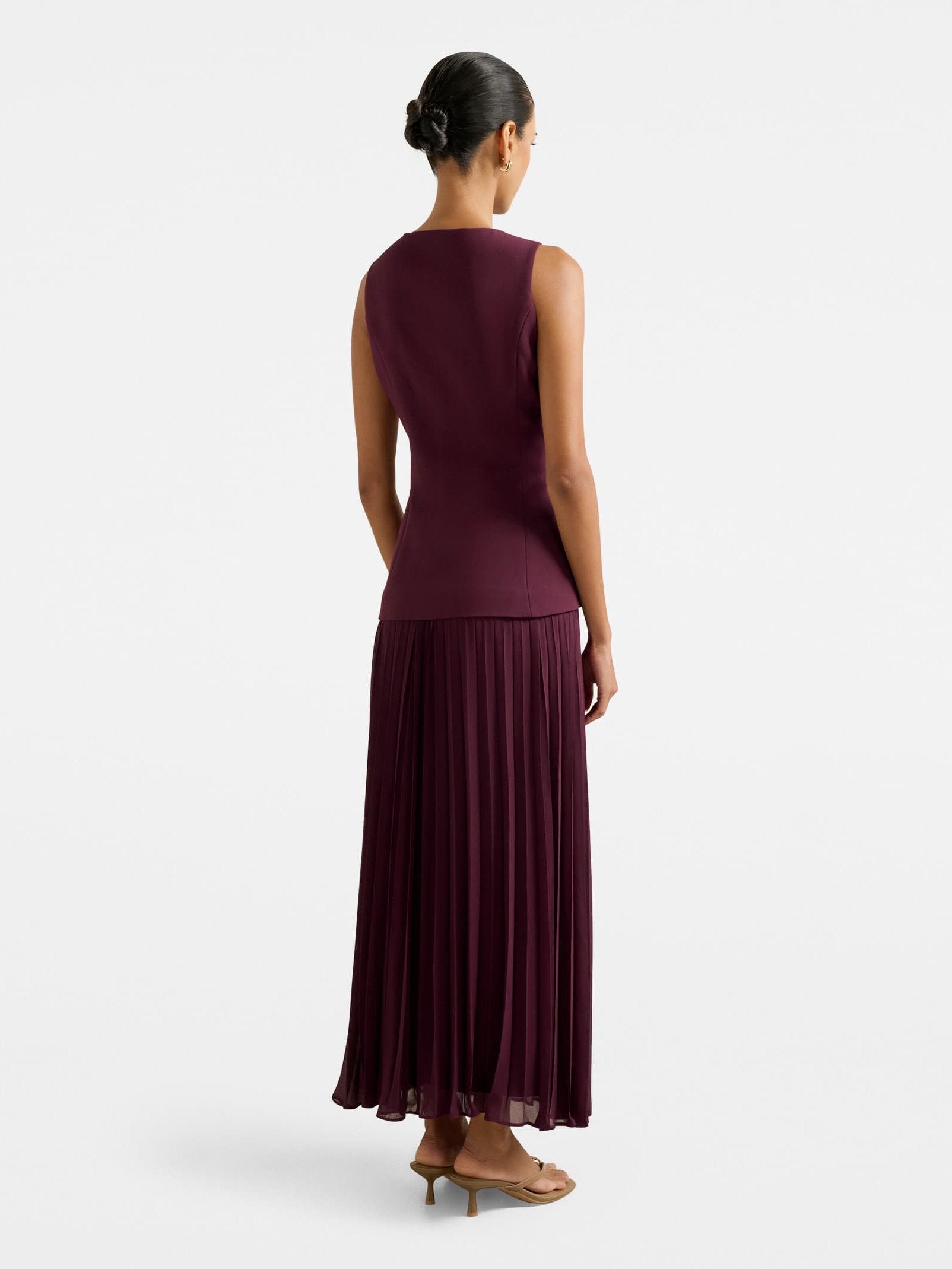  Larissa Petite Pleated Vest Maxi Dress