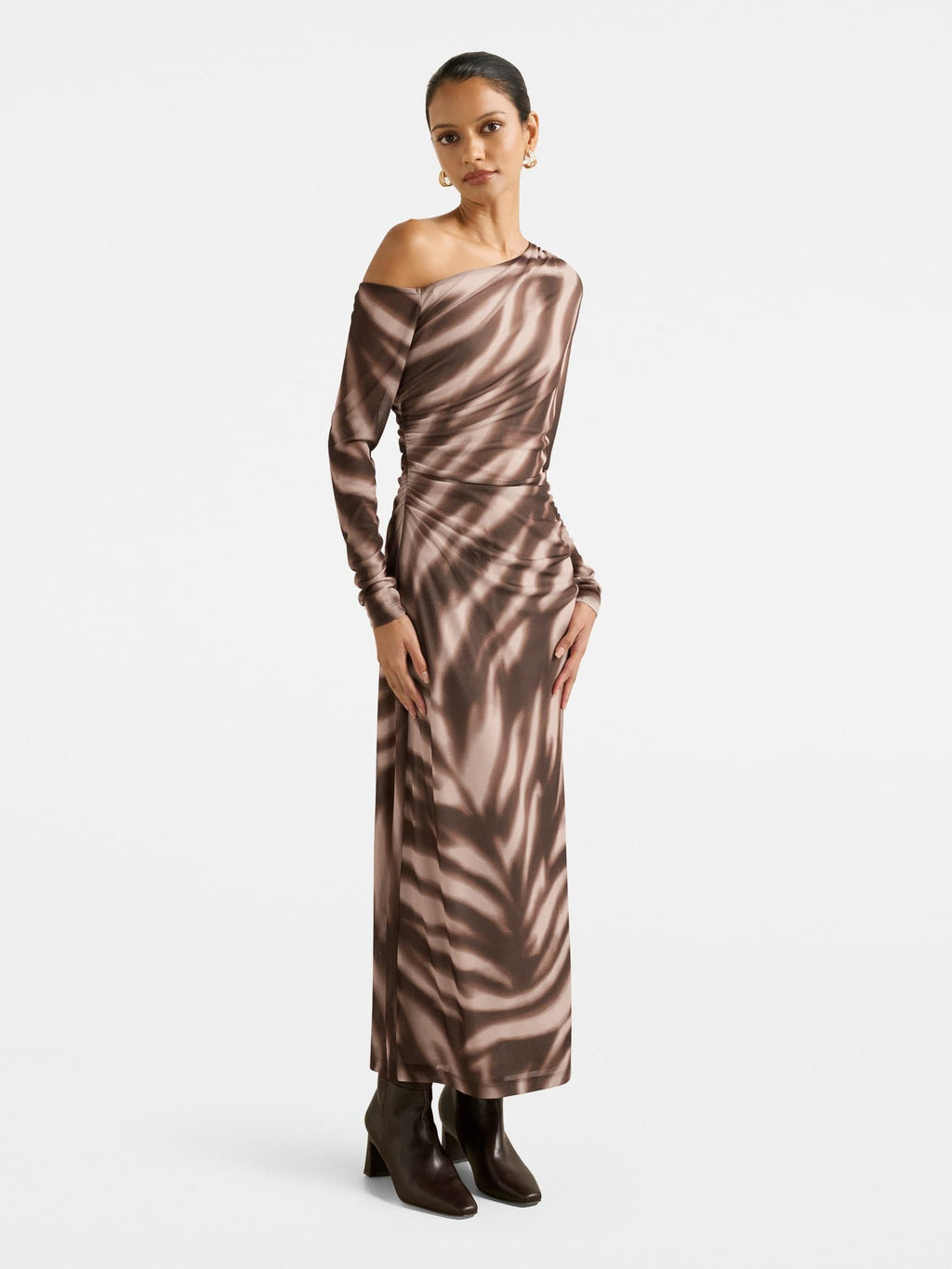 Gemma Petite Tipped Shoulder Midi Dress