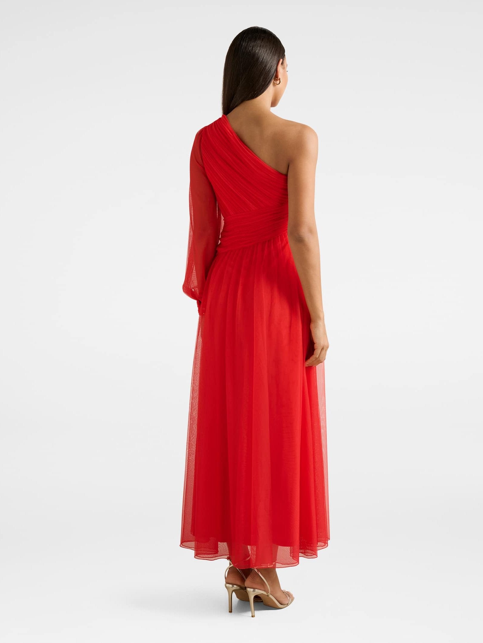 Jennifer One Shoulder Tulle Maxi Dress