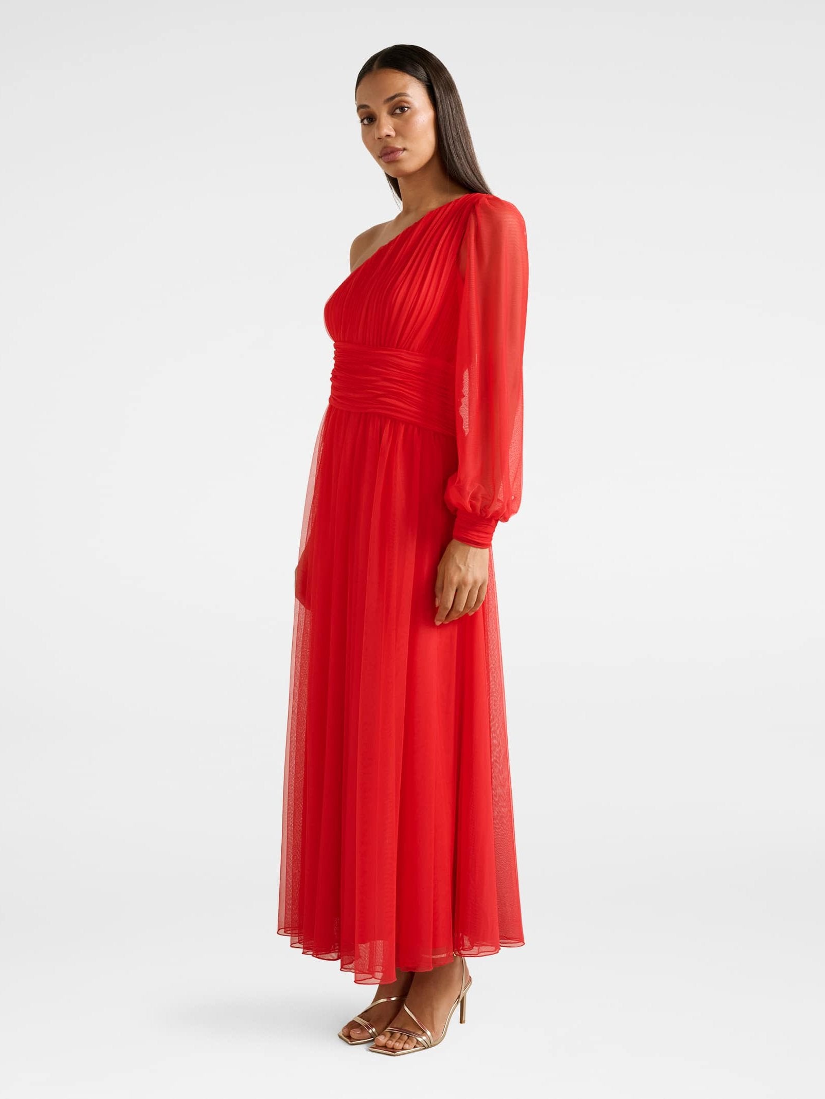 Jennifer One Shoulder Tulle Maxi Dress