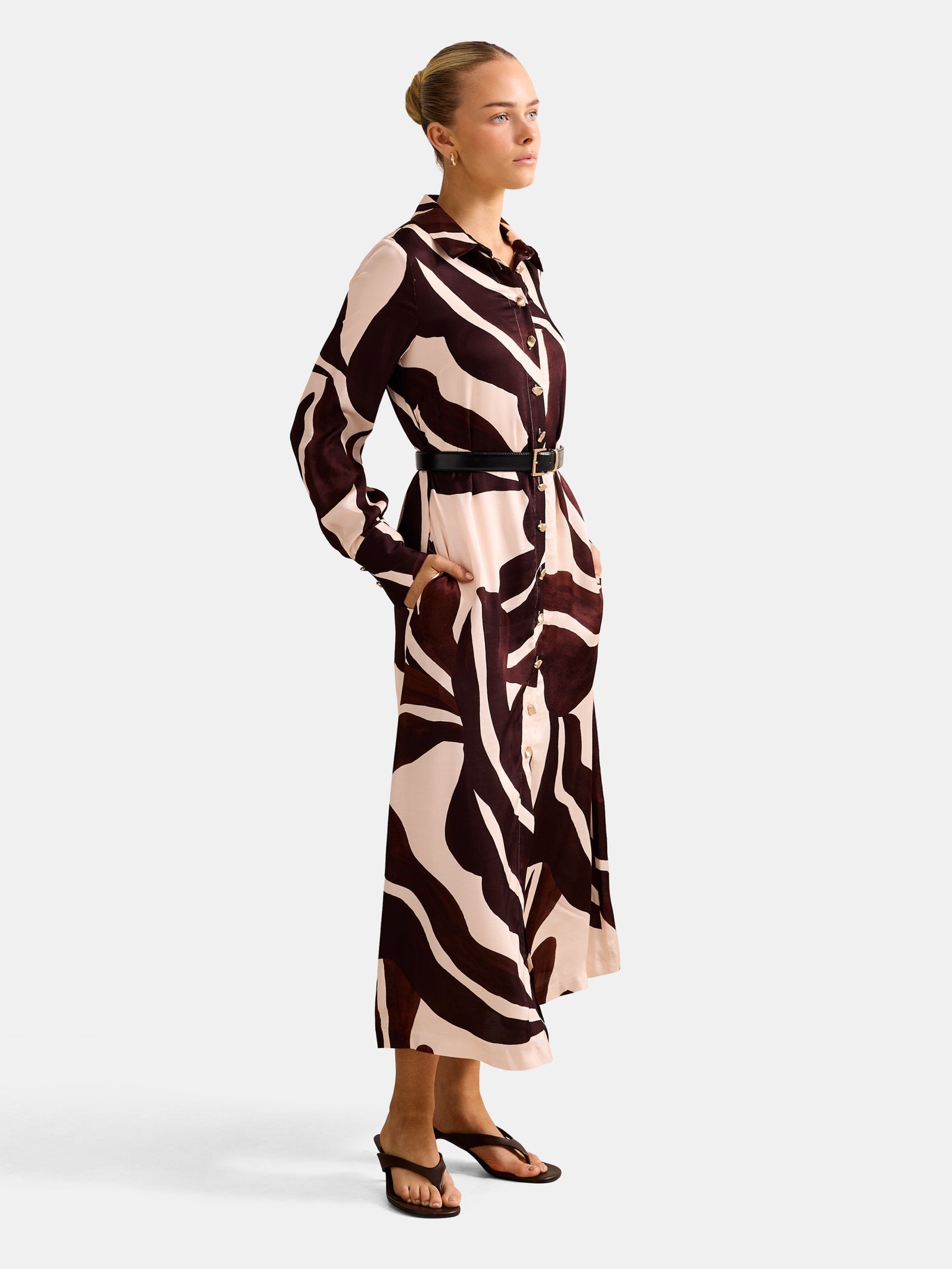 Elliana Printed Satin Midi Dress