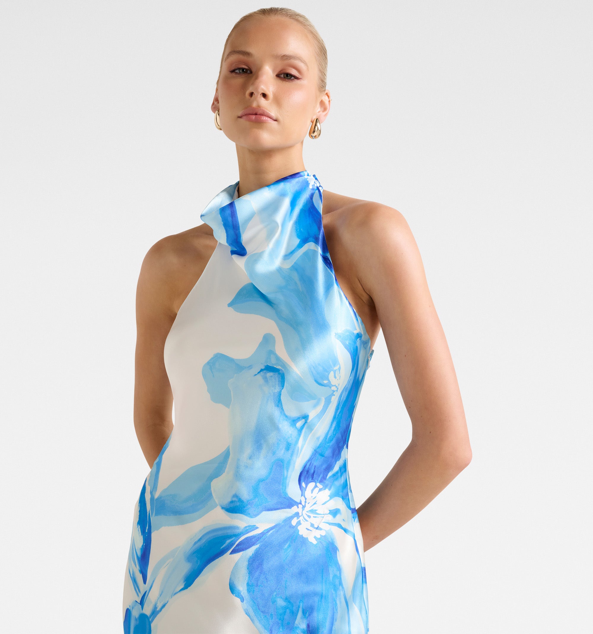 Clementine High Neck Satin Maxi Dress
