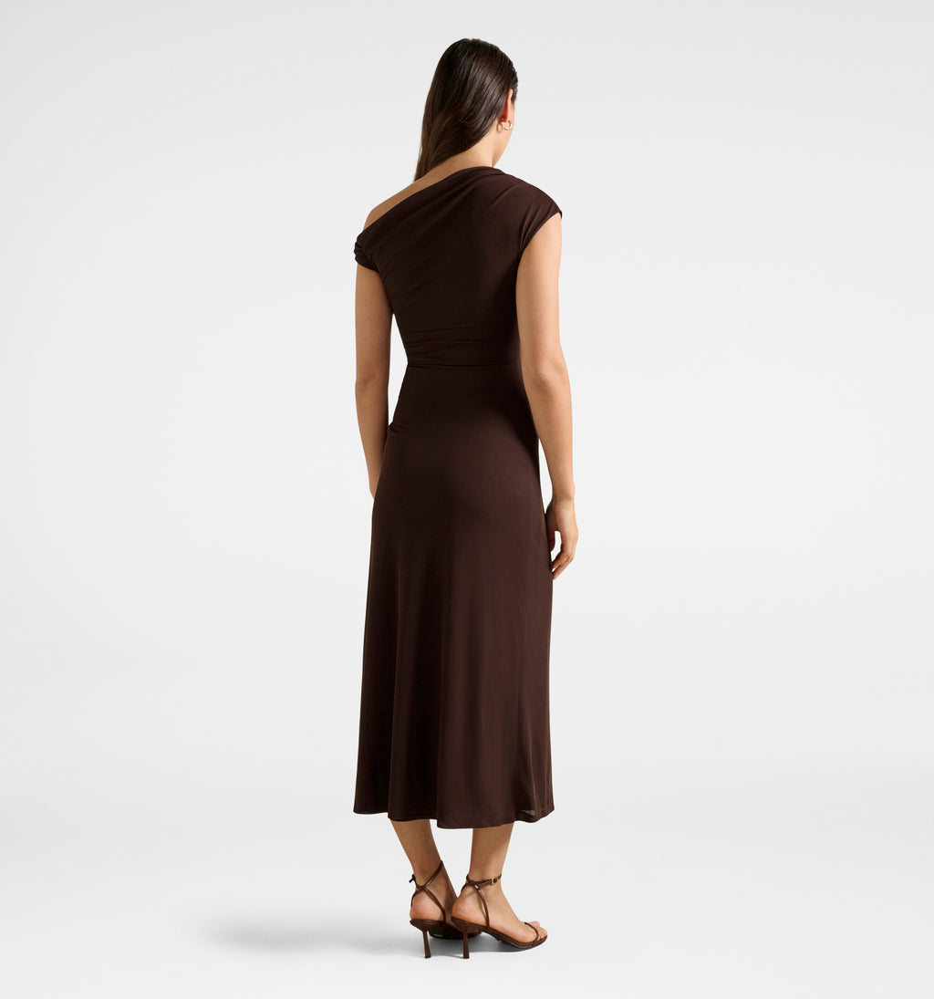 Paris Draped Mesh Midi Dress