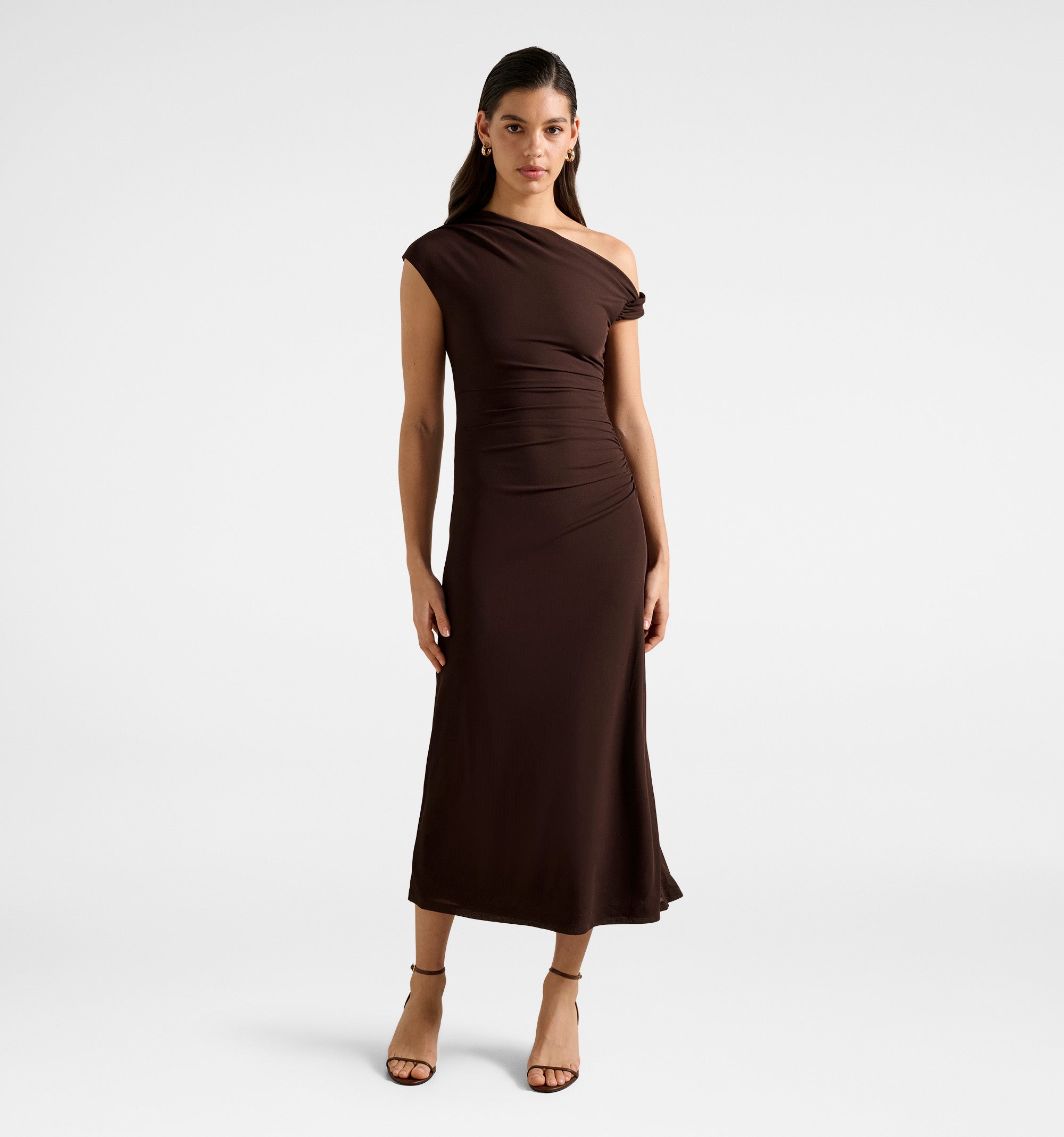 Paris Draped Mesh Midi Dress