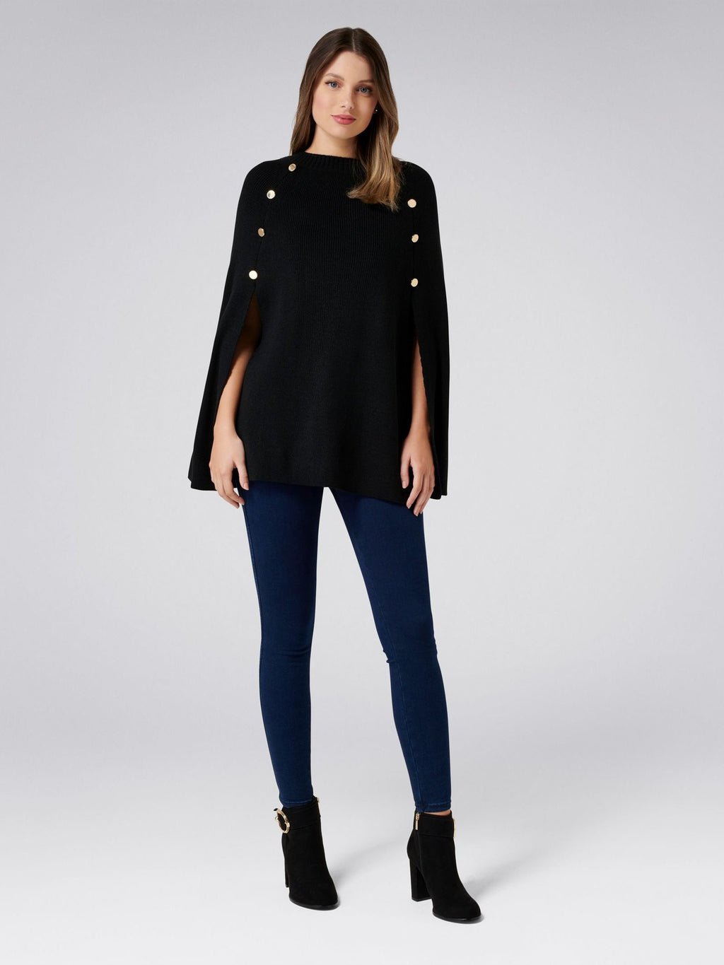 Felicity Knitted Button Poncho