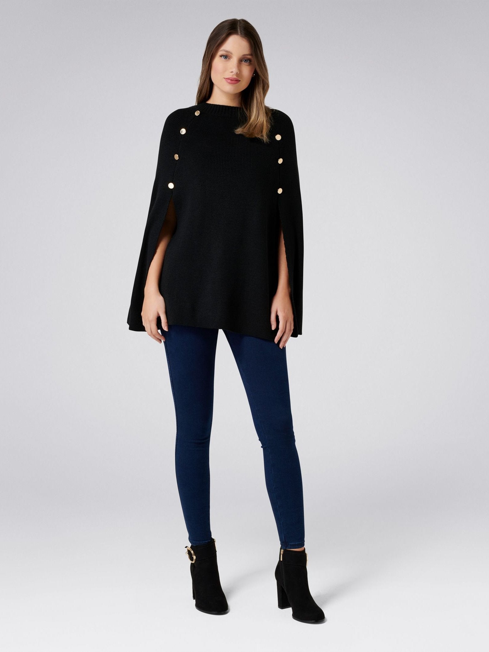 Felicity Knitted Button Poncho
