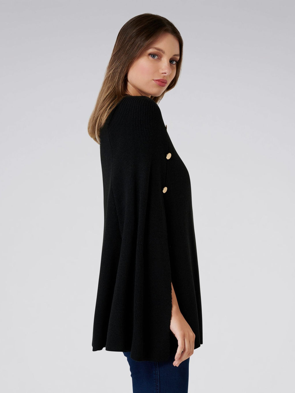 Felicity Knitted Button Poncho