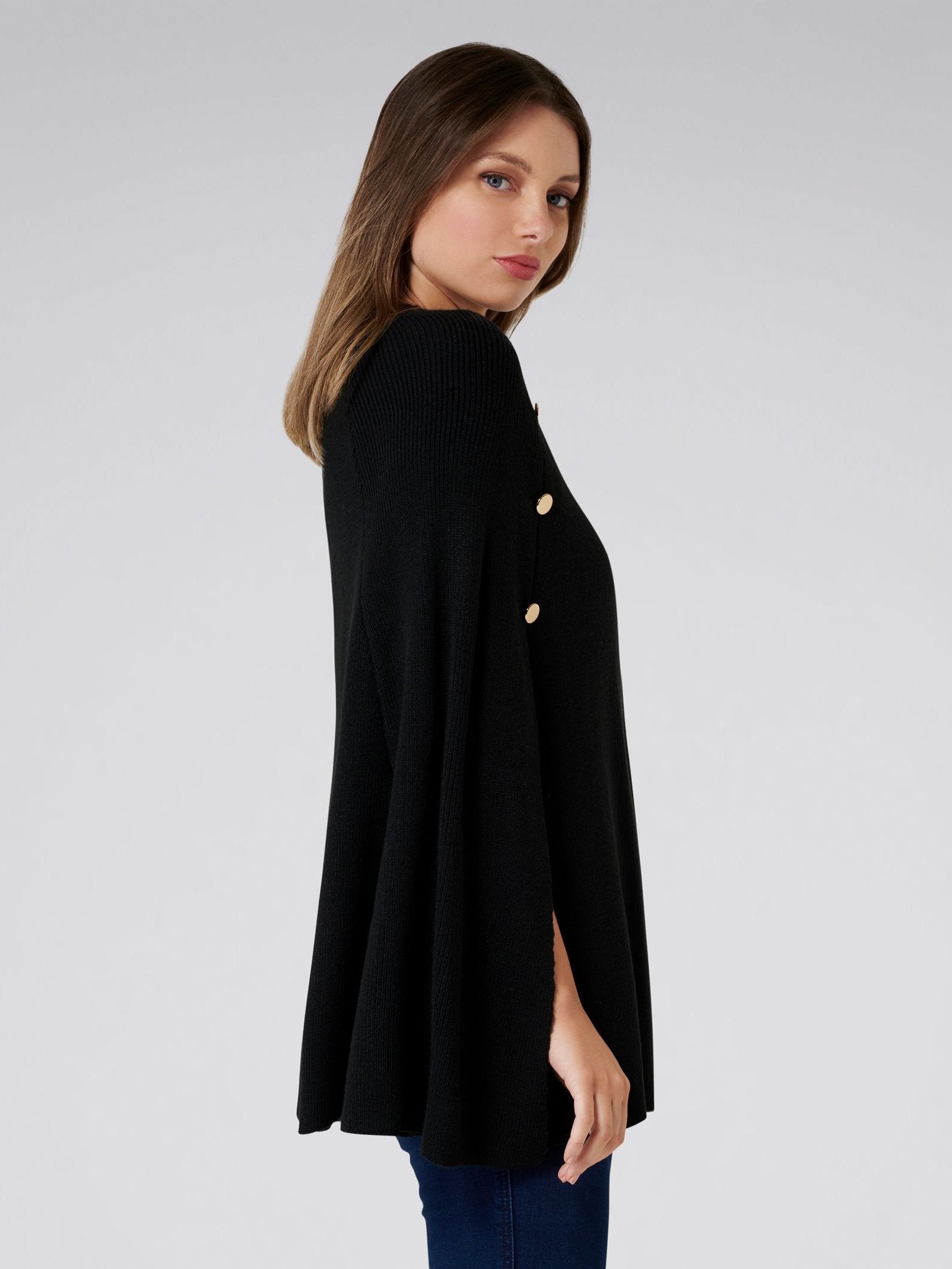 Felicity Knitted Button Poncho