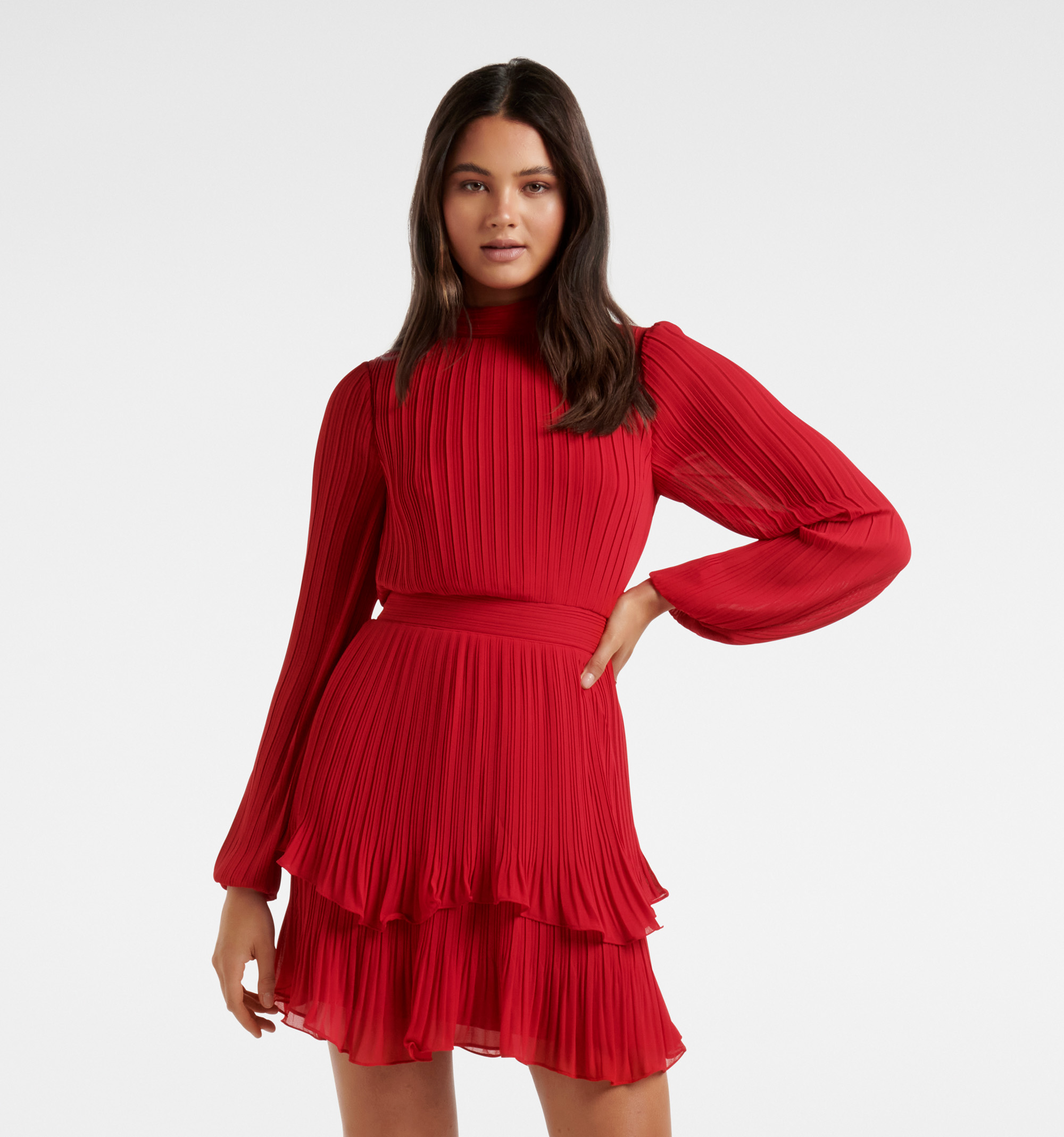 Forever New Laura Trim Detail Midi Dress In Chill Red | MYER