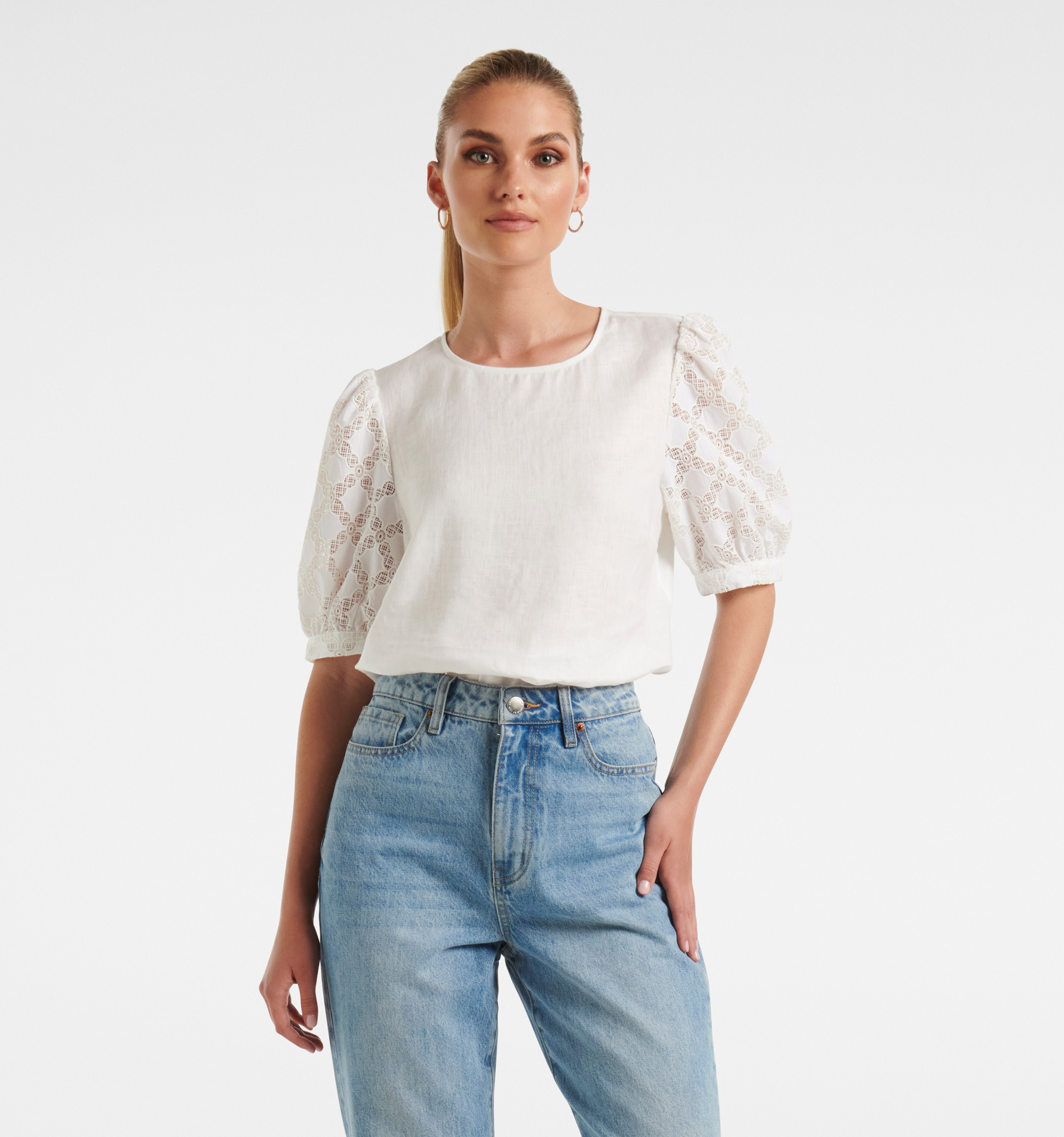 Buy Cleo Cutwork Sleeve Blouse - Forever New