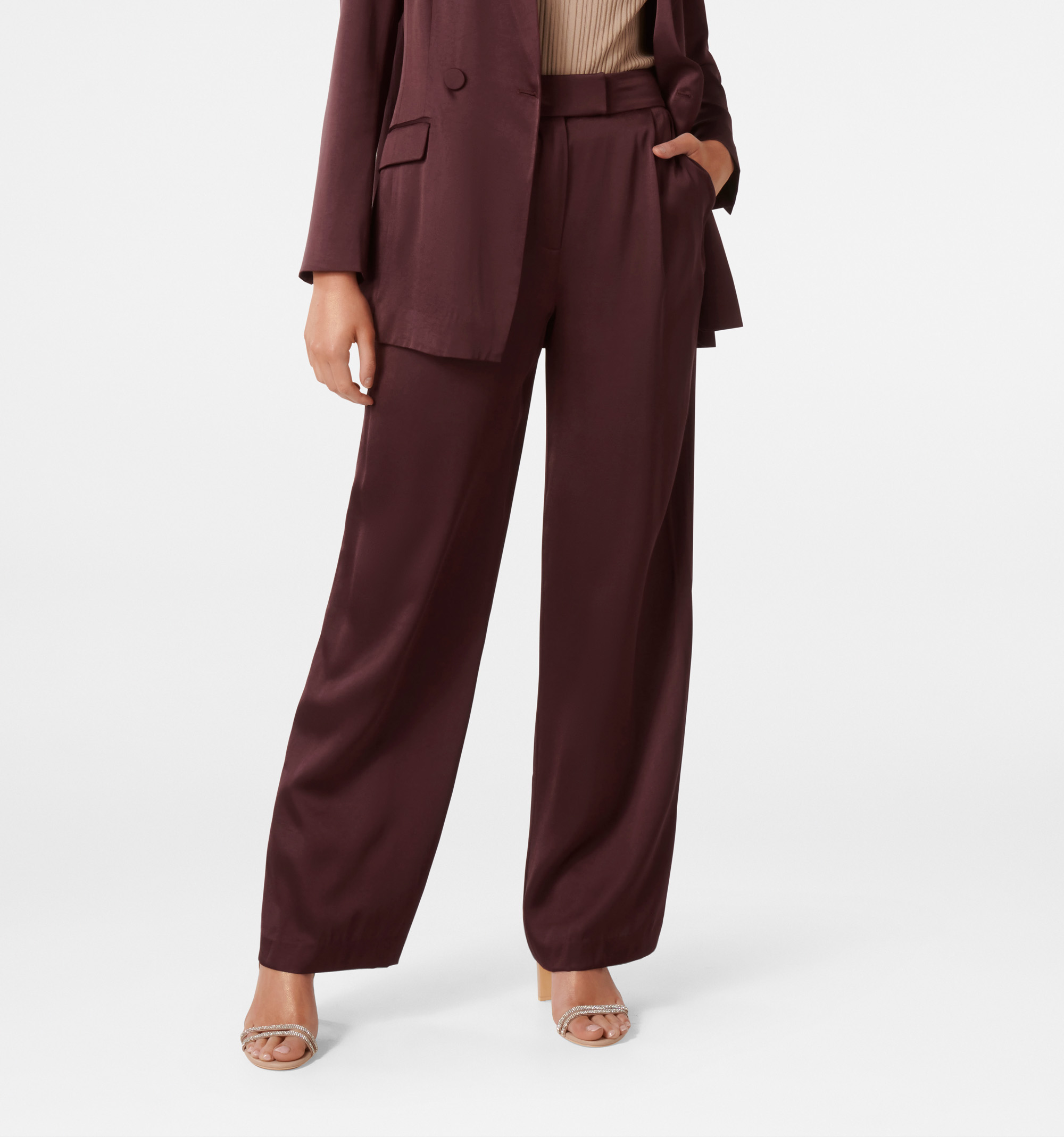 Buy Gap High Waisted Pleated Satin Wide Leg Trousers from the Gap online  shop