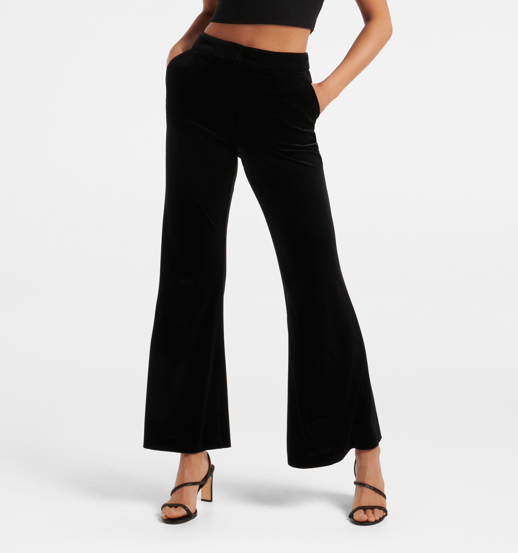 Premium Embroidered Velvet Flare Trousers | Nasty Gal