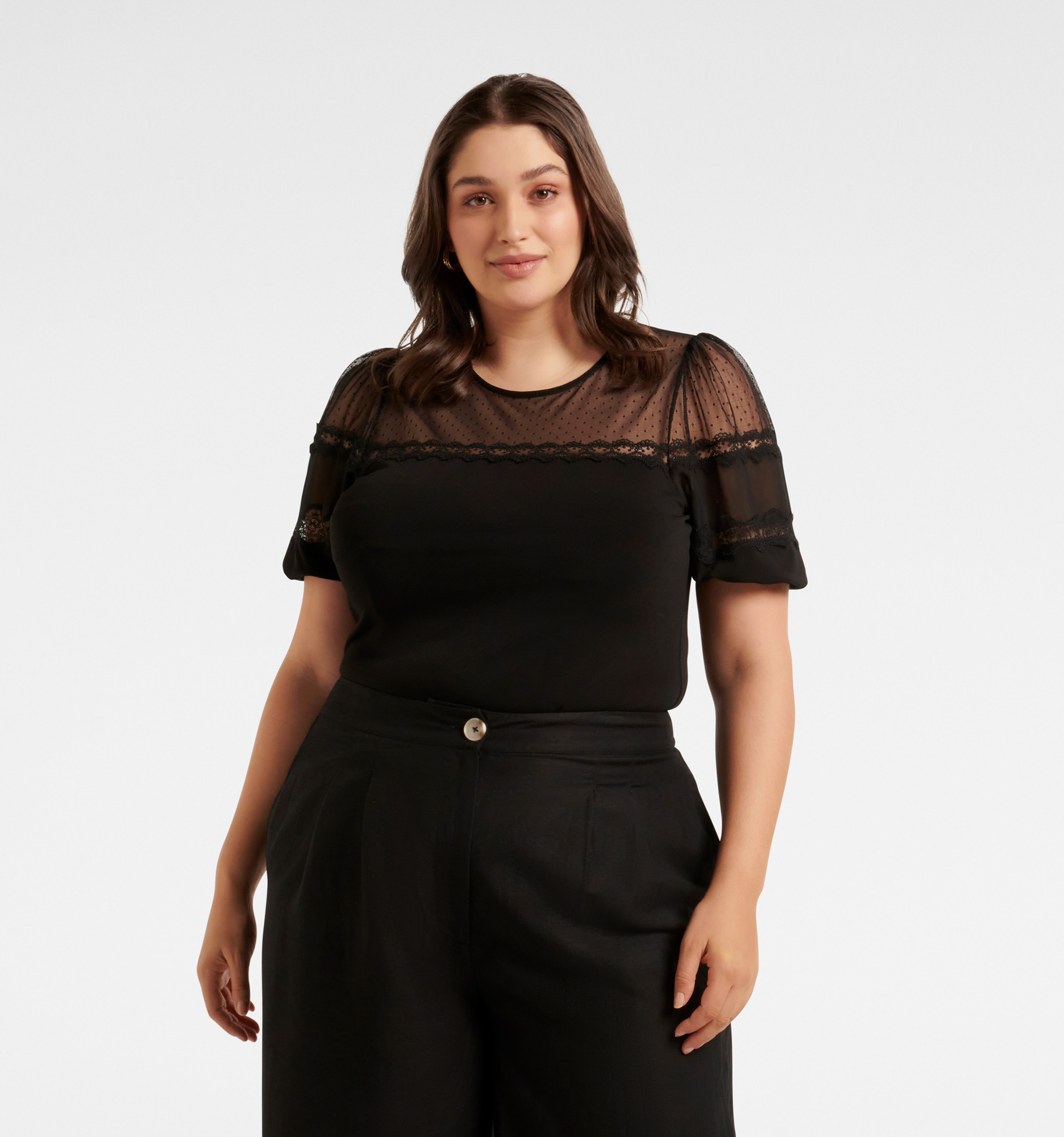 Matilda Curve Spliced Puff Sleeve Top