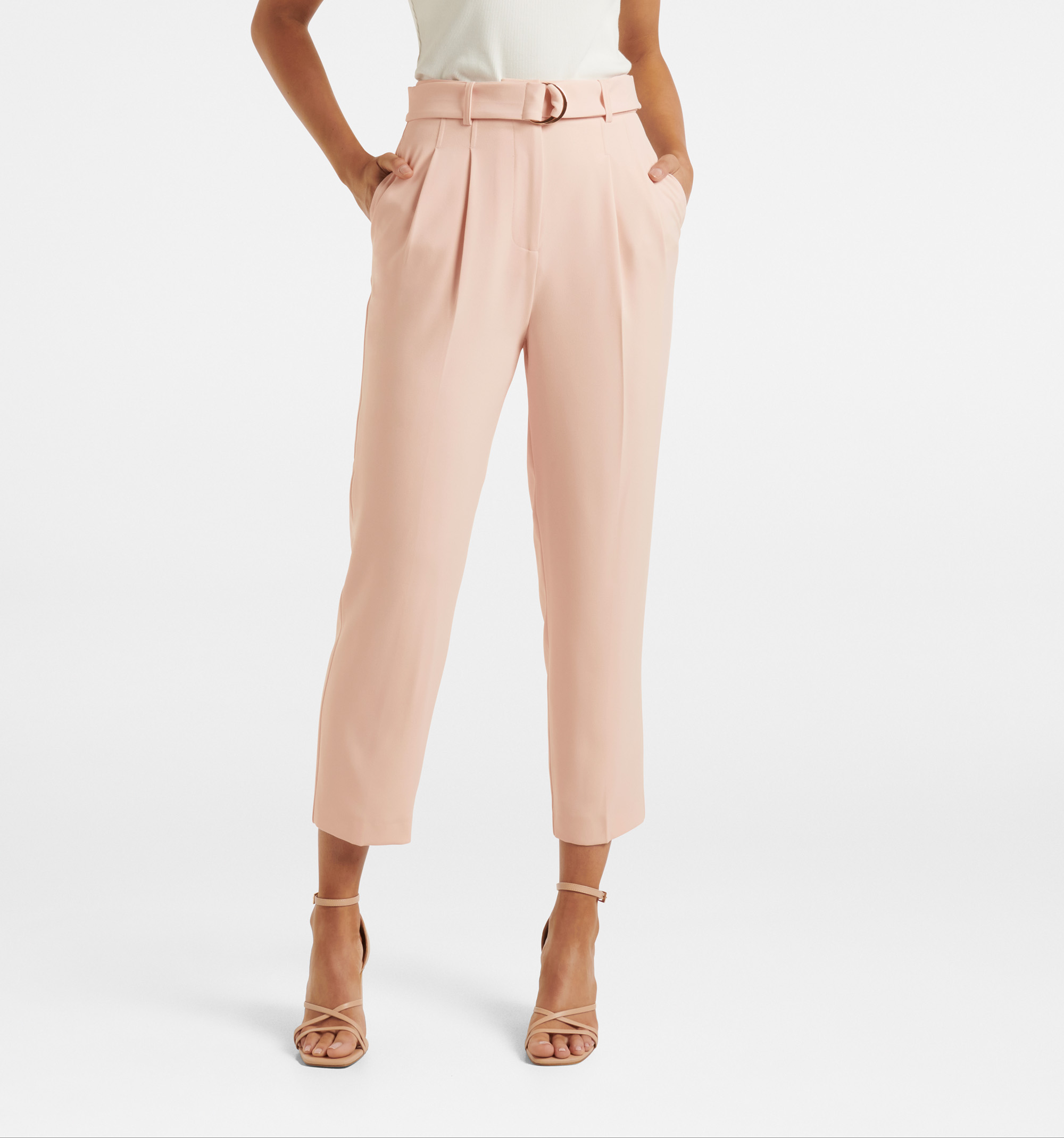 Buy Forever New White Relaxed Fit Belted Trousers for Women Online @ Tata  CLiQ