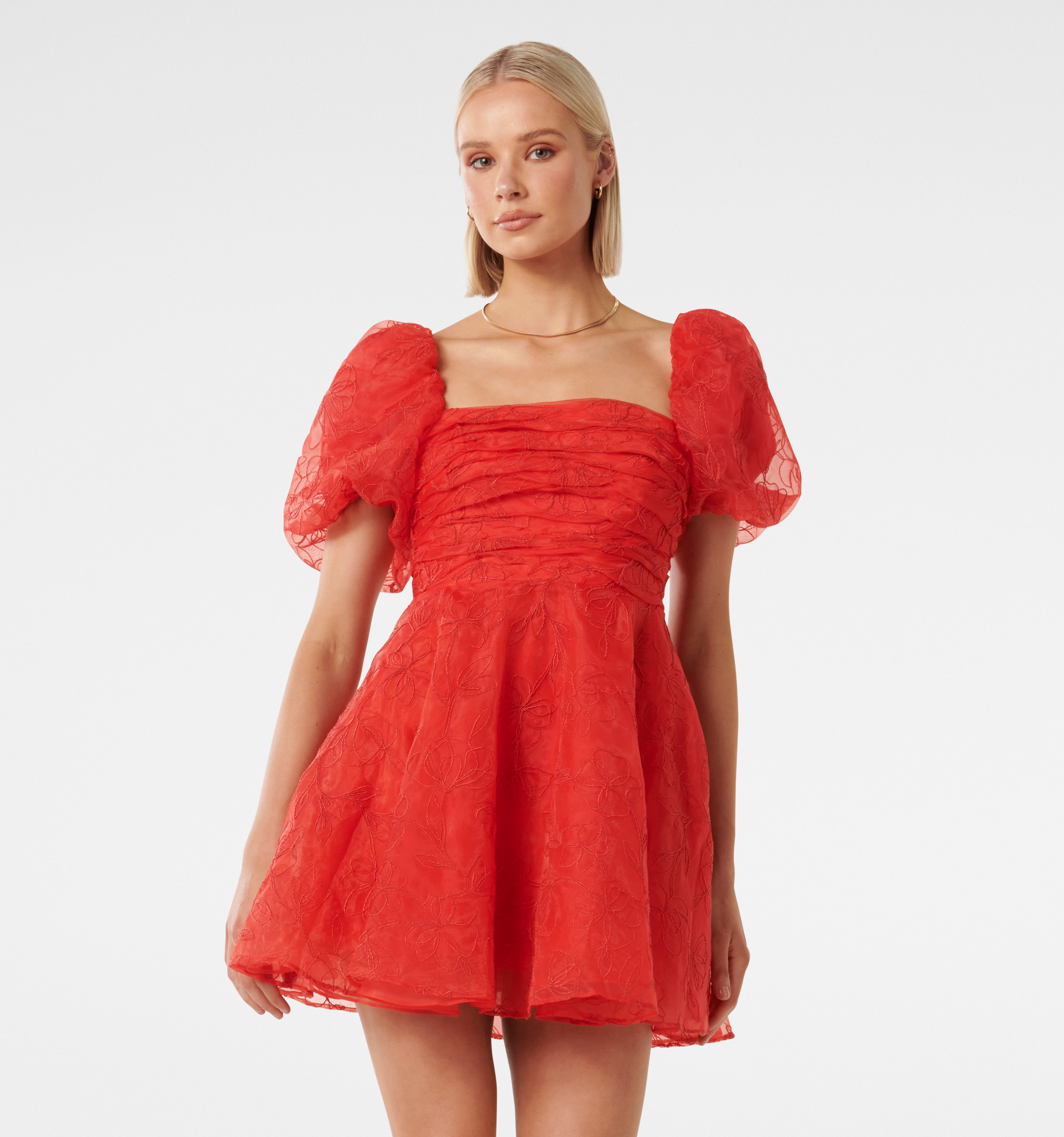 Forever New oversized bow one shoulder mini dress in red - ShopStyle