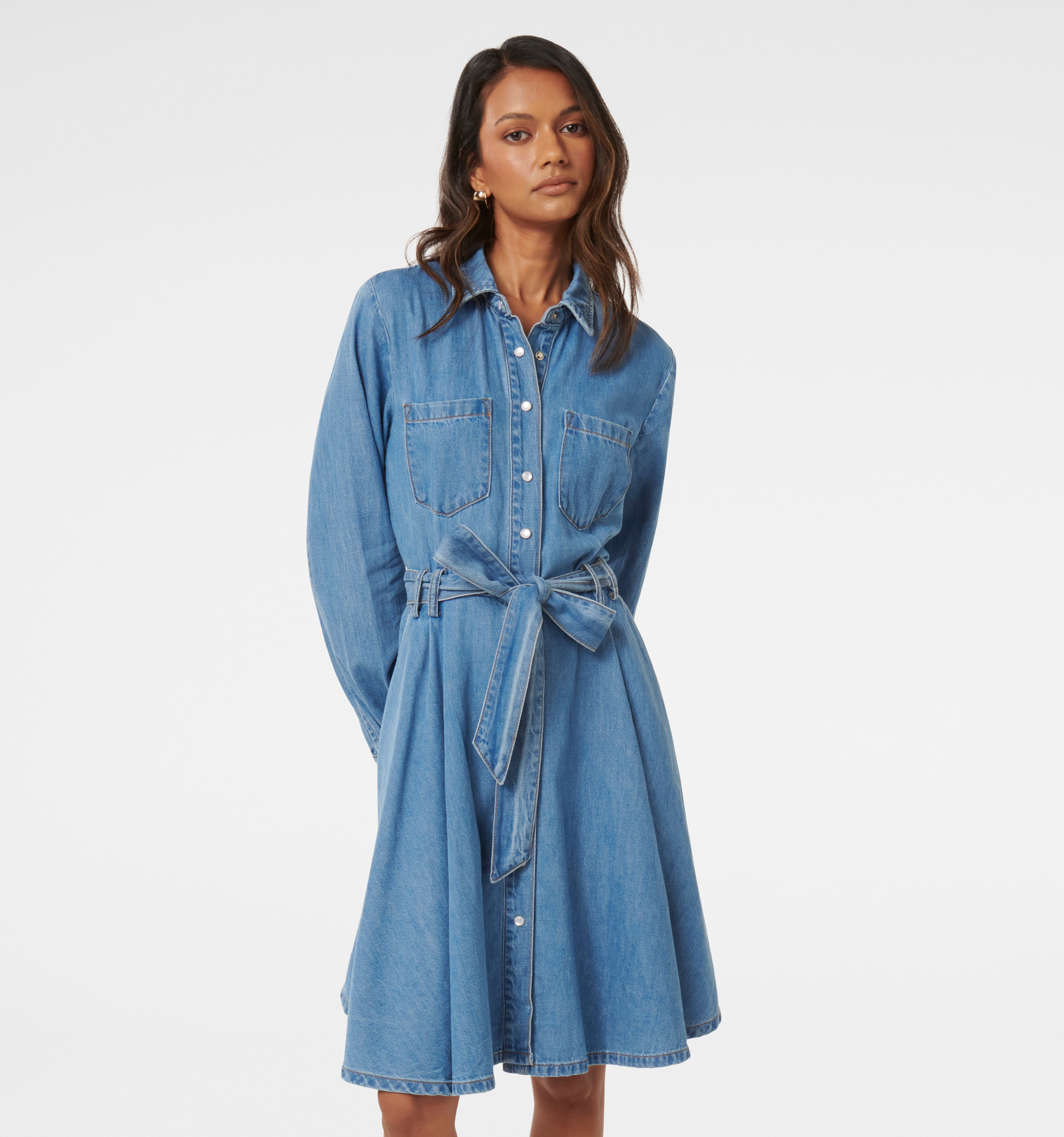 Denim dress with shirt on sale