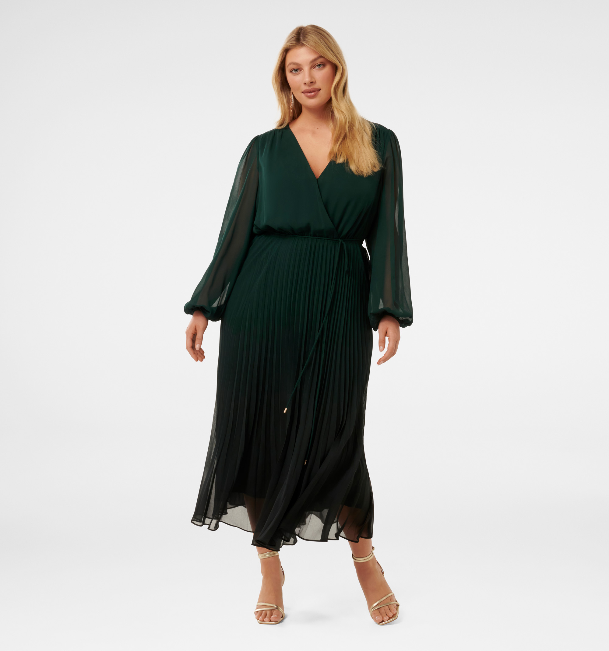 Priscilla Curve Pleated Midi Dress