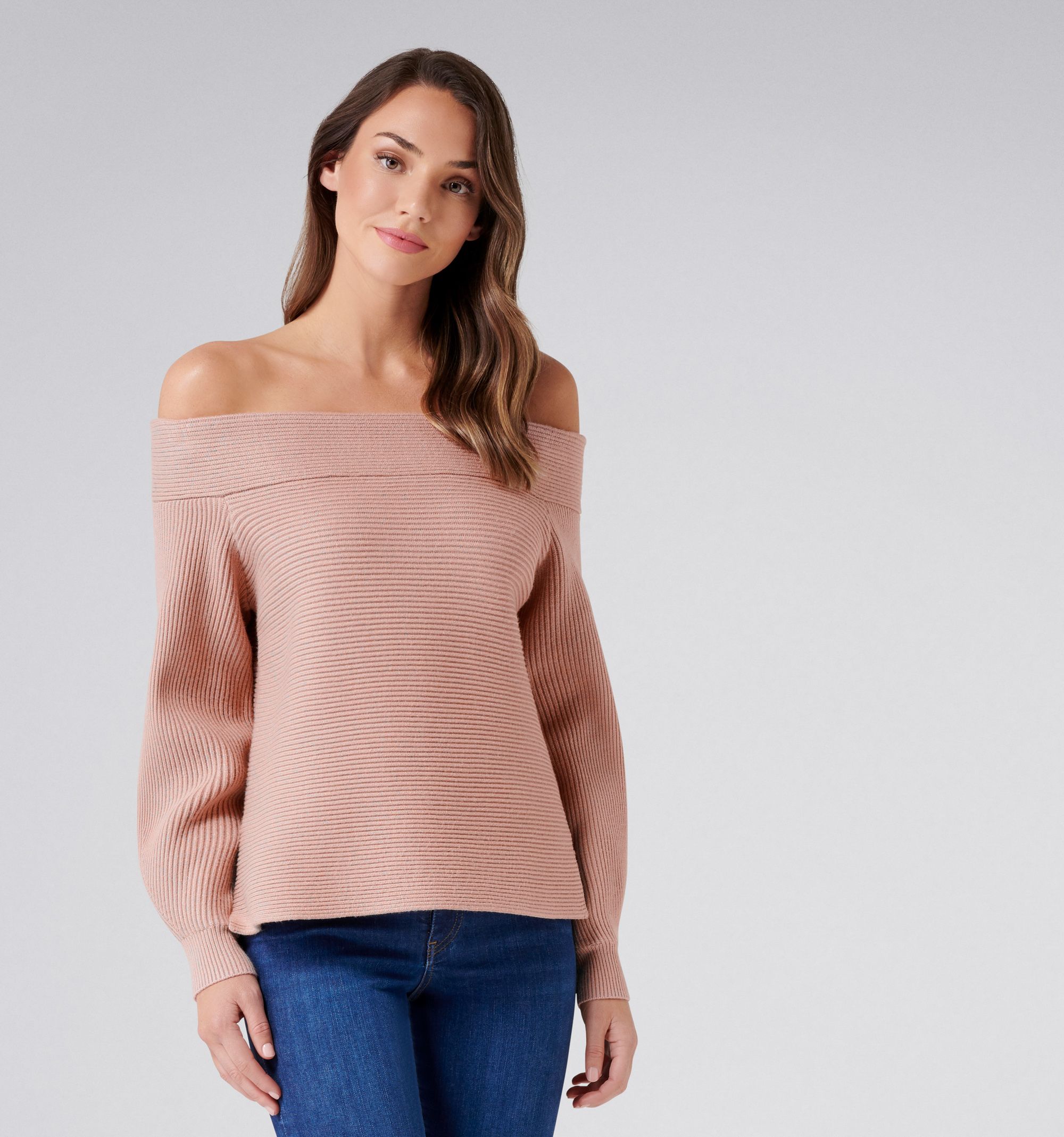 Off the shoulder outlet pink jumper